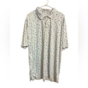 Peter Millar Featherweight Coastal Boat Print Performance Polo White Size XXL